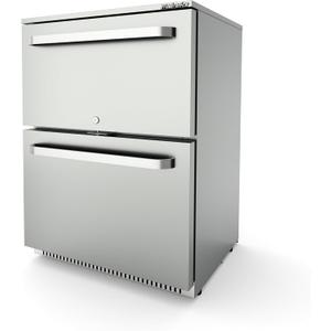 24-Inch 136 cans Outdoor Drawer Refrigerator, 4.7 cu. ft. Built-In Outdoor Drawer Beverage Cooler, 26F Outdoor Drawer Beverage Refrigerator, SUS304, Dual Mode Lockable, ETL Certified