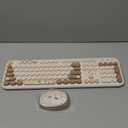 Wireless Keyboard and Mouse Combo, 2.4GHZ Typewriter Retro Full Size Keyboards, Cute Colorful Computer Keyboard and Wireless Mouse for Laptop/Desktop/Windows/PC (Milk Tea Colorful)