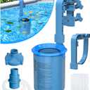 DeeprClean Upgrade Above Ground Pool Skimmer Comes with 3 Socks, Anti-tilt Wall Mount Surface Skimmer, Removable Skimmer Basket, Adjustable Height Bracket, Auto Skimming Pool Surface Leaves - Blue