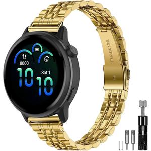 20mm Slim Metal Compatible with Garmin Vivoactive 6 Watch Band/5/3/3 Music/Venu/Venu Sq 2/Venu 2 Plus,Stainless Steel Elegant Thin Strap Chain for Forerunner 55/165/245/645/570 42mm Women Men