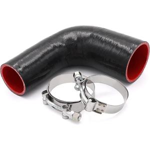 90 Degree Elbow Reducer Coupler Silicone Hose 4-Ply 2inch to 2 1/ 2-inch for Turbo/ Intercooler/ Intake Piping, Length 120mm Thickness 5mm with T-Bolt Clamp