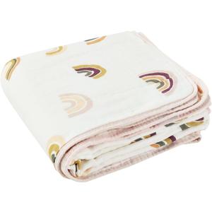 ZPECC Muslin Baby Blanket Thicker, 30x40 Organic Cotton Newborn Receiving Quilt Hypoallergenic for Baby Essentials Swaddle Crib Stroller, Rainbow