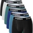 Mens Boxer Briefs Cotton Underwear, Moisture Wicking, Breathable, No Ride Up, 3D Pouch Support (3X-Large, 06-2black/Blue/Green/Navy/White)