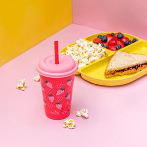 REDUCE GoGo's 12 oz Cup Set, 2 Pack – Plastic Cups with Straws and Lids – Dishwasher Safe, BPA Free – 2 Fun Designs