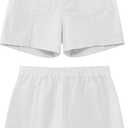 luvamia Jean Shorts for Women High Waisted Wide Leg Elastic Waist Stretchy Denim Jorts Summer Causal Shorts with Pockets (White, XXL)