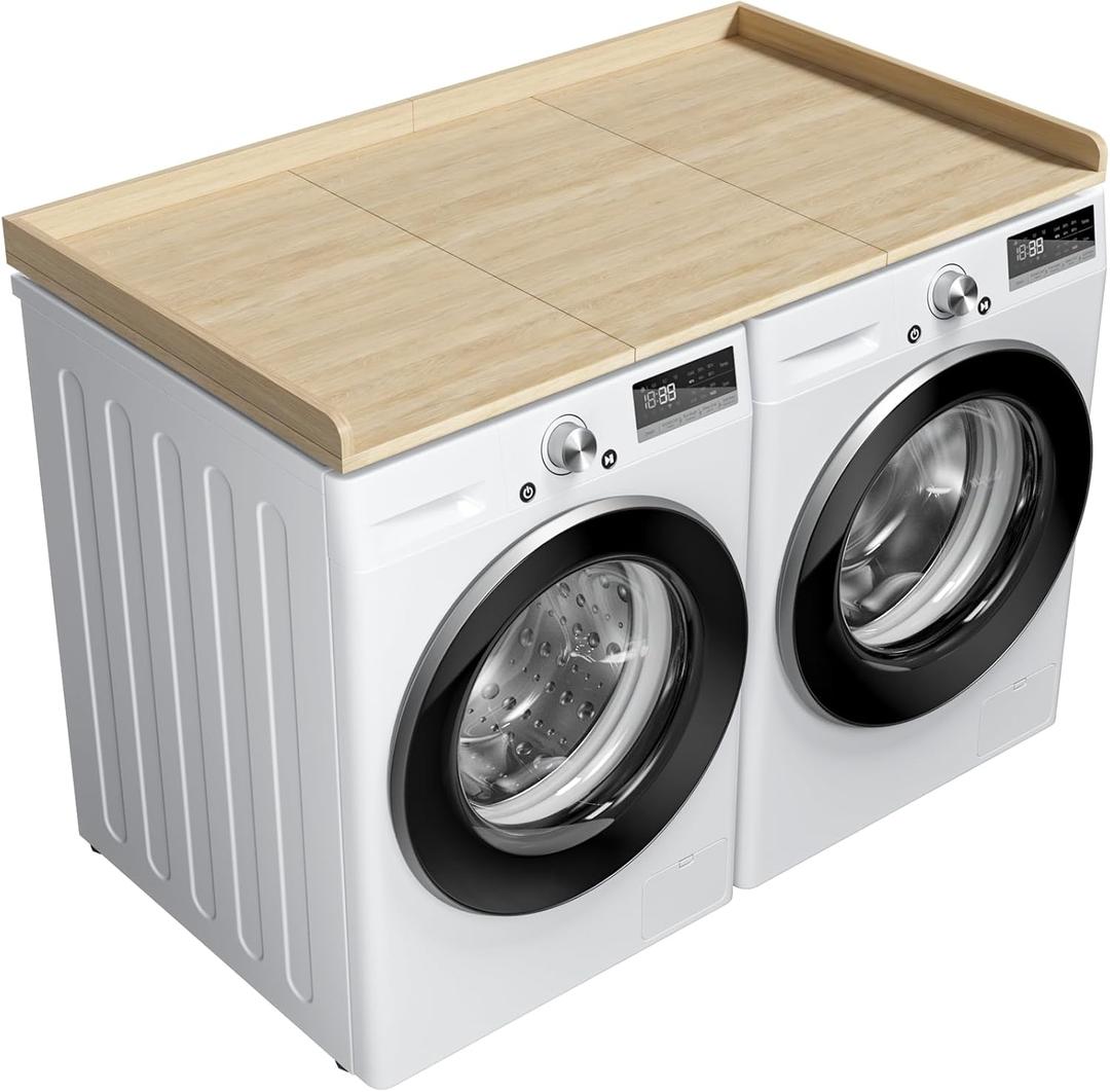 Ulif Washer Dryer Countertop, Washer and Dryer Countertop Table with Non-Slip Pads for Laundry Organization, 27.5" D x 54" W x 2.6" H, Splicing Style(Oak)