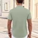 J.VER Mens Short Sleeve Dress Shirts Wrinkle Free Casual Button Down Shirt Summer Stretch Formal Shirt with Pocket (Green, S)