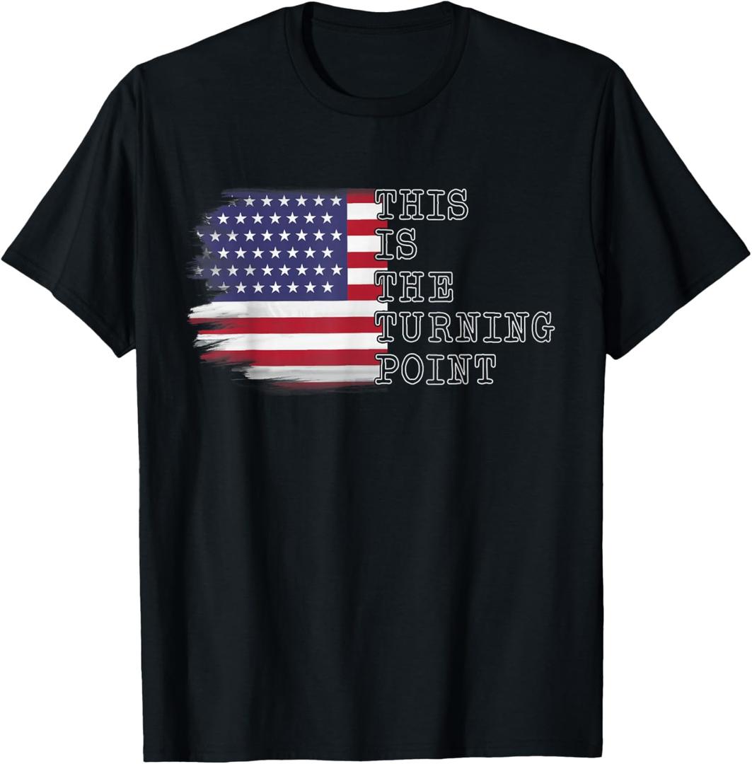 2 Pack This is The Turning Point Tee USA Flag for Men Women Teens T-Shirt L