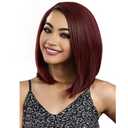 OYSRONG Elegant Women Medium Length Wine Red Straight Bob Heat Resistant Daily Hair Wig