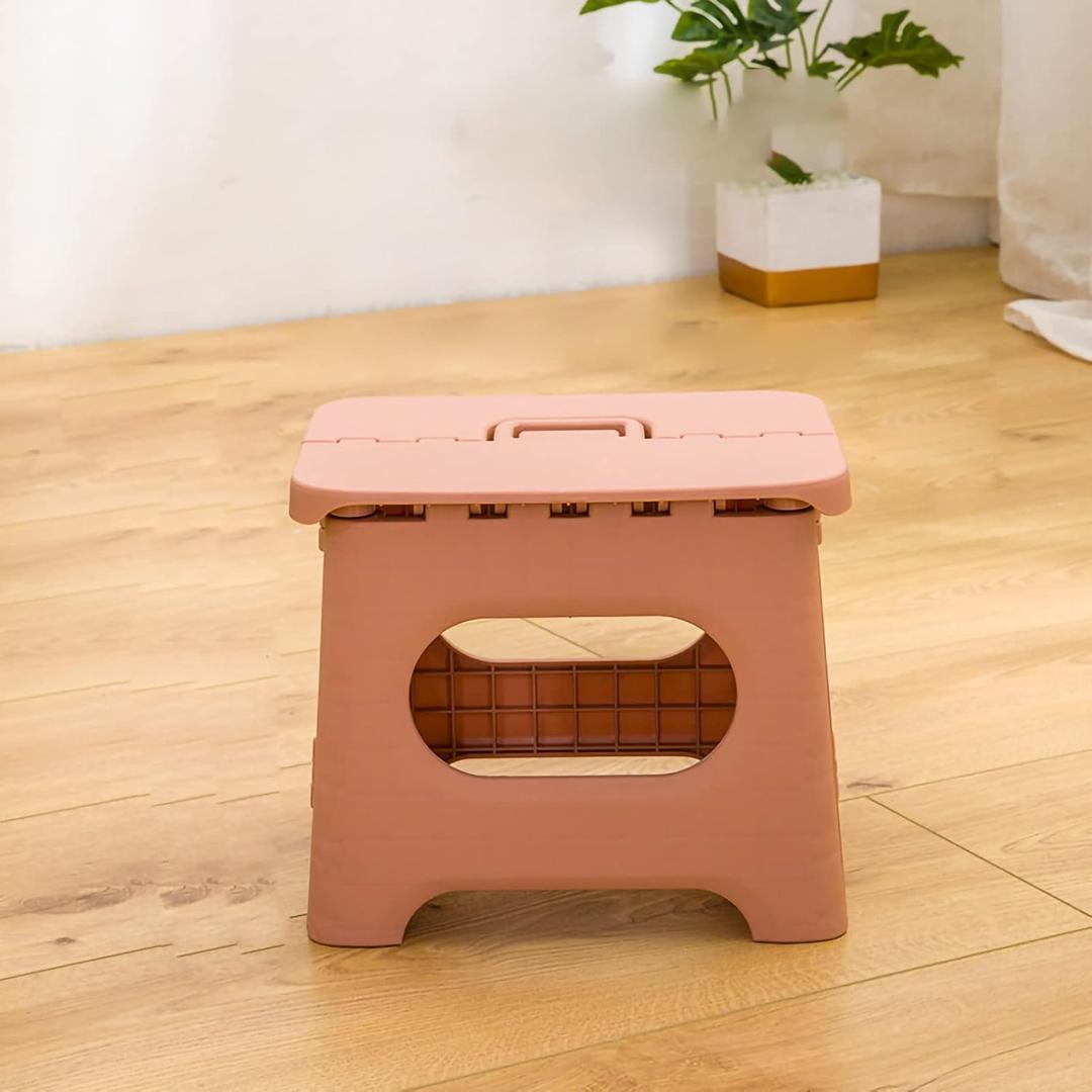 Handy Laundry Folding Step Stool - The Lightweight Step Stool is Sturdy Enough to Support Adults and Safe Enough for Kids. Opens Easy with One Flip. Great for Kitchen, Bathroom or Bedroom. (Pink) (9-Inch)