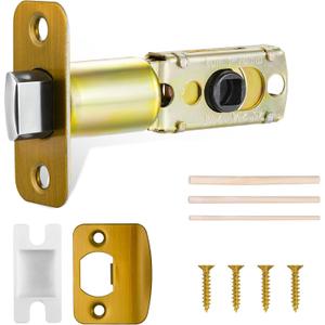 Adjustable Door Lock Latch Kit - Heavy Duty Interior Door Latch Replacement Parts with Wood Dowel, Strike Plate & Dust-Boxes - Antique Pewter