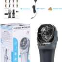 AVV Portable Misting Fan with RGB Ambient Light- 2L Water Tank, 4 Speeds & Spray Mist Fan, 30000mAh Rechargeable Misting Fans for Outdoor/Indoor Fans for Camping, Patio, Garden, Grey-Black