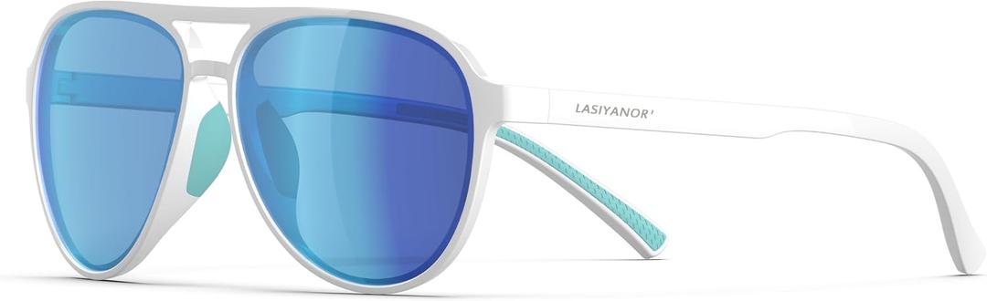 Lightweight TAC Polarized Tinted Classic Vintage Retro 70s Sunglasses, TR-90 Frame for Women Men, UV 400 Protection (White)