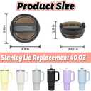 2 x 40 OZ Tumbler Lid Replacement Compatible for Stanley Quencher, 2 Pack Spill Proof Clear Tumbler Covers for Stanley Cup Accessories(Black)