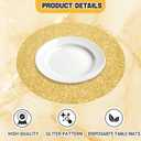 50 PCS Gold Placemats Disposable, Round Sparkle Table Place Mats, 13.5" Inch Shiny Golden Place Mats, for Birthday Wedding Holiday Party Home Dining Tableware