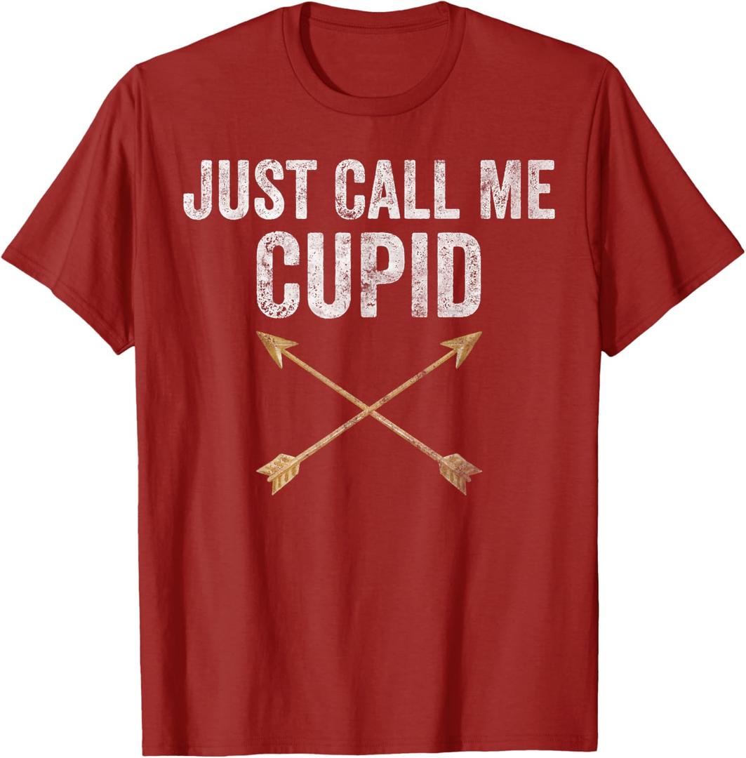 Just Call Me Cupid Shirt Retro Arrow Valentine Day T-Shirt, Small
