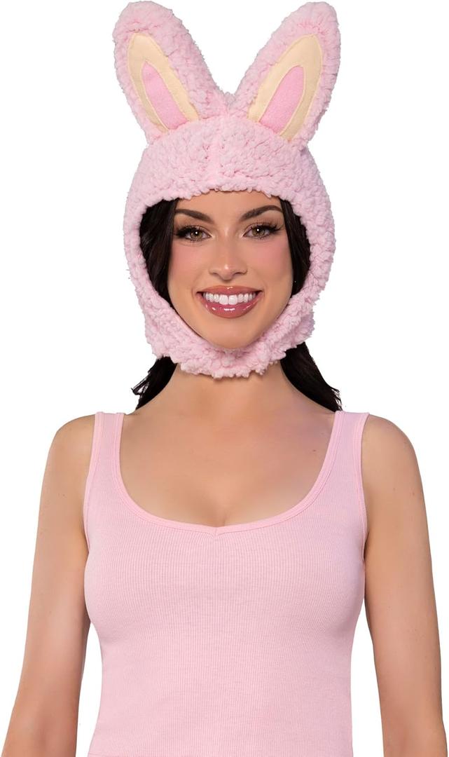 Leg Avenue Women's Halloween Costumes for Women Cute Bunny Monster Hood Animal Ears Bonnet (Pink)