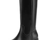 DREAM PAIRS Womens Knee High Boots Square Toe Platform Chunky Block Heel Banana Campus Boots for Women Comfortable Low Heel Side Zipper Womens Riding Tall Boots (7.5, Black)