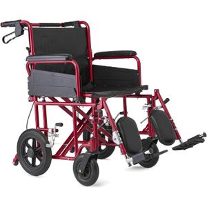 Medline Aluminum Bariatric Transport Chair with Elevating Legrests, Swing Back Desk Length Arms, 22" Seat, 400-lb. Capacity