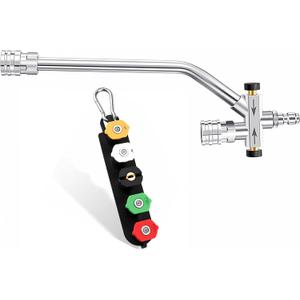 Foam Cannon Dual Connector Accessory, Pressure Washer Double Tip Attachment for Soap Cannon, 7 Pressure Washer Sprayer Nozzles, 1/4" Quick Connect, 4200 PSI