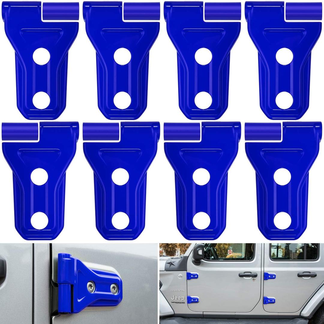 Door Hinge Cover Trim Exterior Accessories Decoration for 2018-2025 Jeep Wrangler JL JLU Sport Sahara Freedom Rubicon Unlimited & Gladiator JT 2-Door and 4-Door (Blue 8PCS)