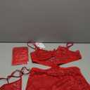 Gleeneat Lingerie Sets for Women Sexy Outfits Babydoll Bodysuit See Through Sheer Mesh Lace Boudoir 3 Piece Lingerie with Garter Belt Stockings Valentines Days Two Piece Red, Large 