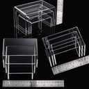 Chuangdi 2 Sets Acrylic Display Risers, Product Stand, Jewelry Display Riser Shelf Showcase Fixtures for Dessert Cupcake Candy Figure Treat Action Showcase(Clear, Small Set)