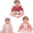 Reborn Doll Clothes for 20-22 Inch Dolls, 3 Sets 20 Inch Baby Doll Clothes Accessories 10 Pcs with Dress Coat Outfits, Headbands, Socks, Top and Pants for 20"- 22" Baby Dolls