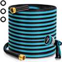 100FT Non-Expandable Garden Hose, Flexible Water Hose with Spray Nozzle, Kink-Resistant, Leakproof 3/4" Brass Connectors, Lightweight & Portable Water Pipe for Yard, Lawn Outdoor