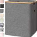 140L Laundry Hamper with Lid, Large Laundry Basket Bin, Grey