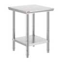 VEVOR Stainless Steel 24 x 24 x 32 Inch Commercial Kitchen Prep & Work Table Heavy Duty Metal Work Table with Adjustable Feet for Restaurant, Home and Hotel
