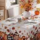 XCHI Fall Pumpkin Love Heart Football Maple Leaves Tablecloth Square Washable Table Covers for Home Party Decorations 60x60 Inch