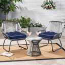 Favoyard Patio Cushions 19 x 19 Inch Indoor & Outdoor Chair Cushions Water-Resistant Seat Cushion for Patio Furniture 3-Year Color Fastness Square Tufted Couch Chair Pads with Ties, 2 Pack, Blue