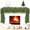 6FT Faux Cedar Garland, Real Touch Christmas Cypress Garland, Realistic Pine Cypress Bendable Branches for Mantel Decor Fireplace Staircase Table Centerpiece Indoor Outdoor Holiday Winter Decor