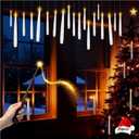 Christmas Flameless Floating Candles with Wand,20Pcs Magic LED Candles Remote and String, Christmas Hanging Taper Window Candles Decorations with Battery Operated for Party Birthday Indoor Xmas