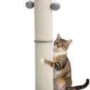 Cat Scratching Post 34 Inches Large Sturdy Cat Post with Replaceable Sisal Scratcher and Hanging Ball Scratching Post for Indoor Cats Adult Grey