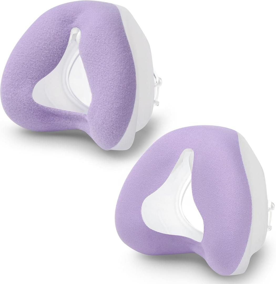 2 PCS Nasal Cushion for AirFit N20(S),1 pc Soft Fabric Nasal Cushion and 1 pc Velvet-Lined CPAP Nasal Mask Cushion for AirTouch N20, Soft Fabric for All Seasons, Velvet-Lined for Fall/Winter(Purple)