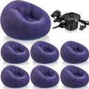 Realspring 6 9 12 Pcs Inflatable Bean Bag Chairs for Adults with Electric Air Pump, Blow up Couch Folding Portable Inflatable Couch Lazy Sofa for Outdoor Movie Night Camping(Blue,6 Pcs)