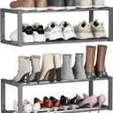 Homeiju Hanging Shoe Organizer,2 Pack Wall Mounted Shoe Rack Holds 12 Pairs,Space Saving Metal Wall Shoe Rack,Hanging Shoe Rack Shoe Holder for Small Space,Entryway,Closet,RV,Camper (Grey)
