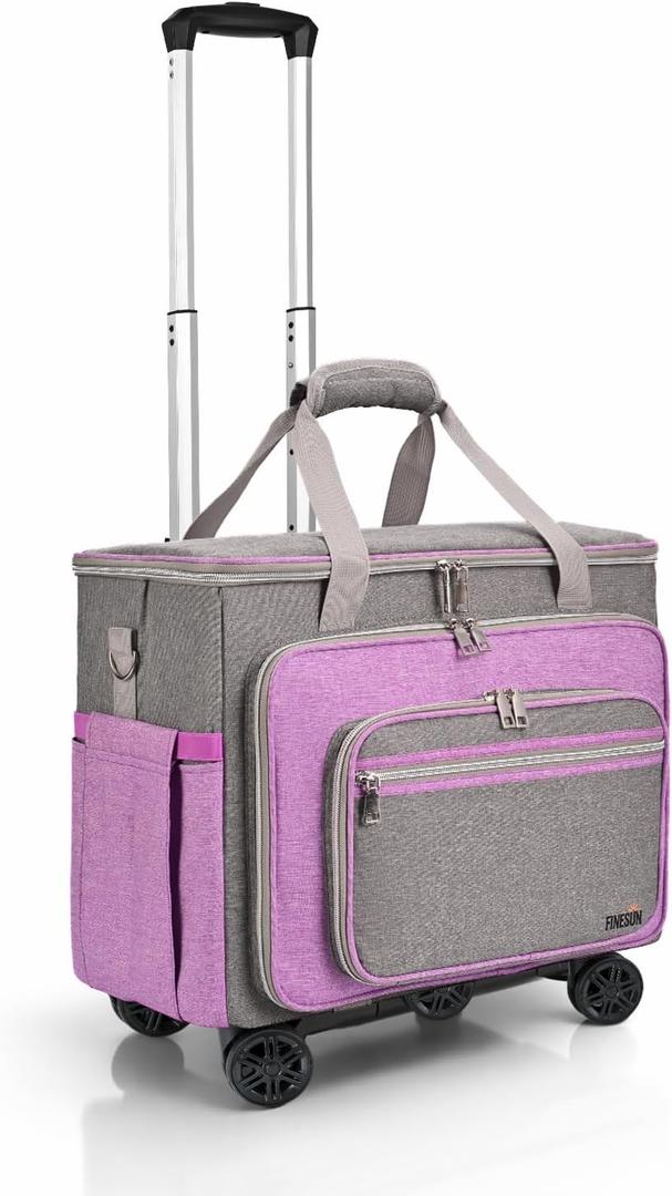Rolling Teacher Bag with Detachable Dolly Multifunctional Rolling Briefcase Wheeled Bag for Work,Teaching,Office,Craft (Purple)