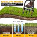 Lawn Aerator Coring Tool, Manual Plug Core Aerators with Cleaning Stick, 2 Half-Open Hollow Slot Tines and 2 Spike Heavy Duty Grass Aeration Tool for Soils Yard Garden