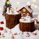 48 Pcs Mini Resin Snowman Figurines Winter Miniature Snowman Decorations with Hats Tiny Cute Micro Landscape Decorations Garden Accessories for Crafts DIY Winter Party