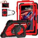 Case for Galaxy Tab A11 Plus/A9 Plus Case 11 Inch with Screen Protector/Rotate Stand/Pen Holder, Military Grade Shockproof Cover for Samsung Galaxy A11+/A9+ Plus Tablet Case, Black Red