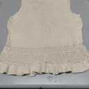 VIMPUNEC Womens Crochet Crop Tank Tops Sleeveless Knit Sweater Vest Ruffle Hem Summer Top (Beige, L)