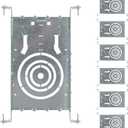 ASD 6 Pack New Construction Mounting Plate Round Hole - 3/4/6 Inch Adjustable Galvanized Steel Wafer Light Rough In Plate, Universal Light Fixture Mounting Bracket with Extendable Hanger Bars