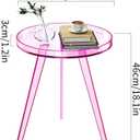 Clear Acrylic Side Table, Round End Table Nightstand Bedside Table Small Circle with Tray for Living Room Bedroom Office Small Space (Pink), 15.7 inches x 15.7 inches x 18.1 inches