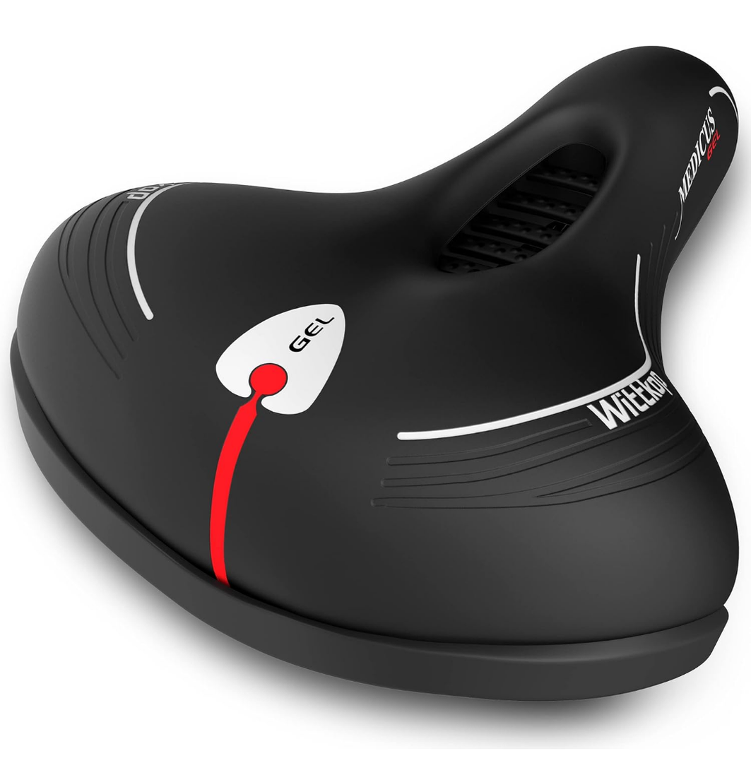 Wittkop Oversized Bike Seat for Peloton Bike & Bike+, Comfort Bicycle Seat, Compatible with Peloton, Spin, Road or Exercise Bikes, Wide Bike Saddle Replacement for Men & Women, Accessories Peloton