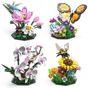 Ideas Insect Collection Building Set, 2059 PCS - Butterfly Orchid Mantis Bee Dragonfly Display Model for Nature Lovers, Compatible with Lego Flowers Animals, STEM Bug Gift Toy for Kids Boys Girls 6+