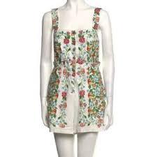 Farm Rio Womens Floral Print Square Neckline Romper Pom Pom Detail Size Large
XS