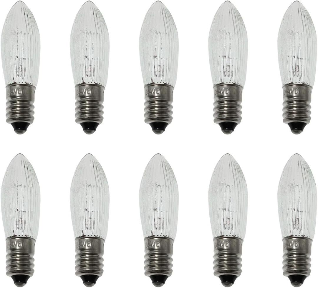 10PCS E10 Olive-Shaped Bulb 3W 17V 9x45MM/0.35x1.77Inch European Special Screw Base Clear Bulb